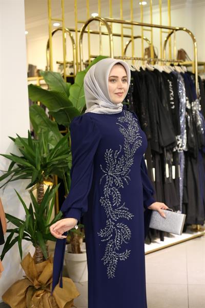 433 CODE STONE EMBROIDERED EVENING DRESS