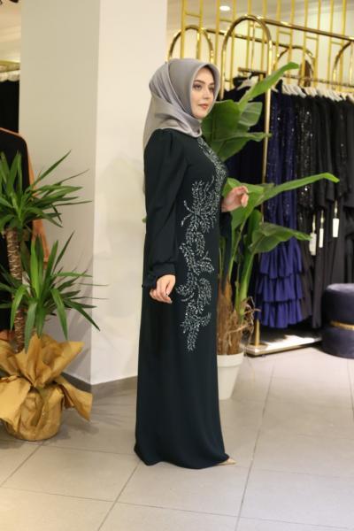 433 CODE STONE EMBROIDERED EVENING DRESS