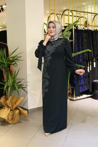 433 CODE STONE EMBROIDERED EVENING DRESS