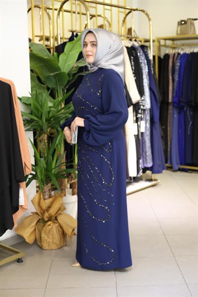 436 فستان سهرة بنقشة موجة كود 436