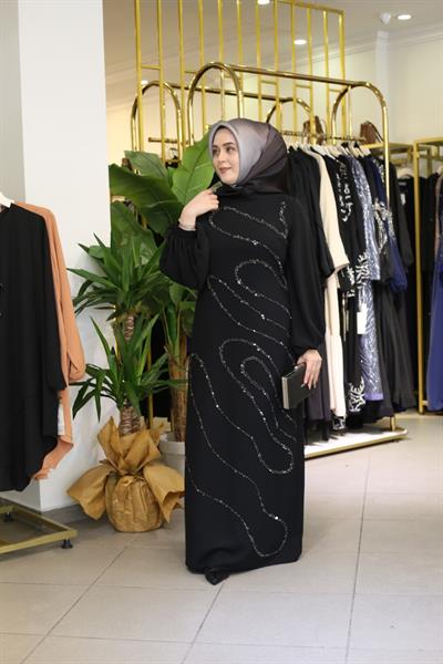 436 فستان سهرة بنقشة موجة كود 436