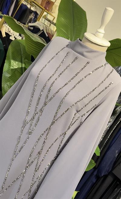 442 فستان سهرة بنقوش هندسية رمز 442