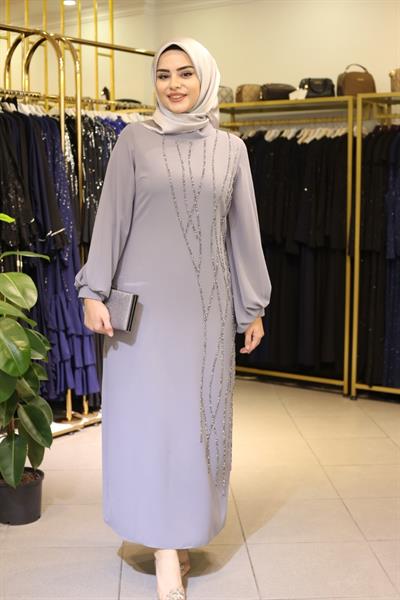 442 فستان سهرة بنقوش هندسية رمز 442