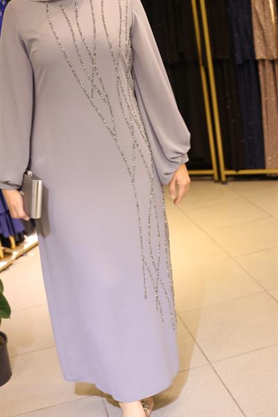 442 فستان سهرة بنقوش هندسية رمز 442