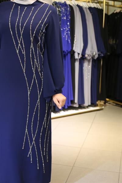 442 فستان سهرة بنقوش هندسية رمز 442