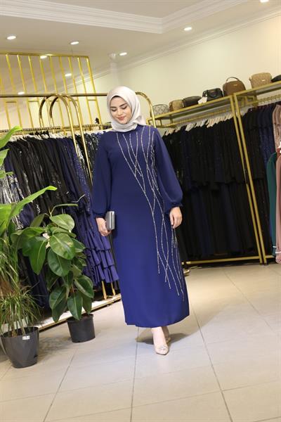 442 فستان سهرة بنقوش هندسية رمز 442