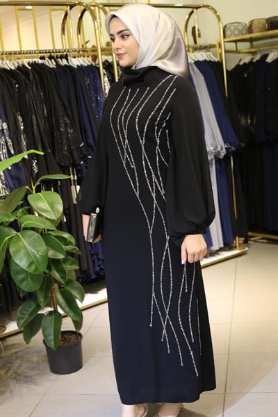 442 فستان سهرة بنقوش هندسية رمز 442