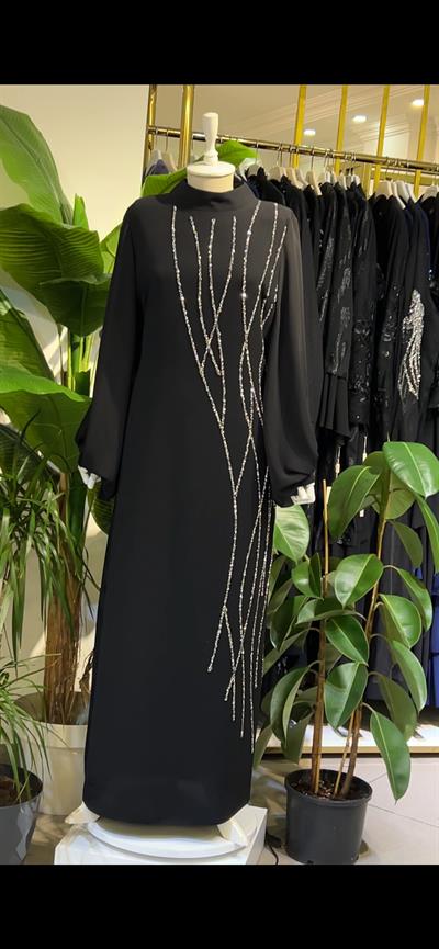 442 فستان سهرة بنقوش هندسية رمز 442