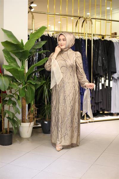 444 كود 444 فستان سهرة منقوش بالحجر