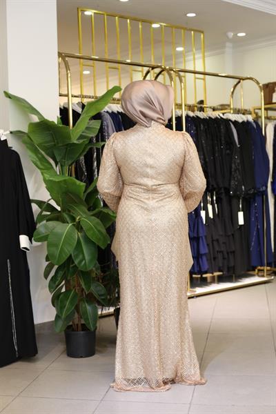 445 CODE BALLOON SLEEVE EVENING DRESS