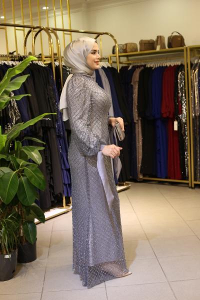 445 CODE BALLOON SLEEVE EVENING DRESS