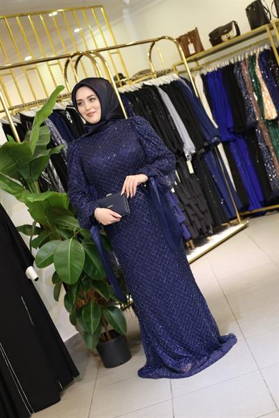 445 CODE BALLOON SLEEVE EVENING DRESS