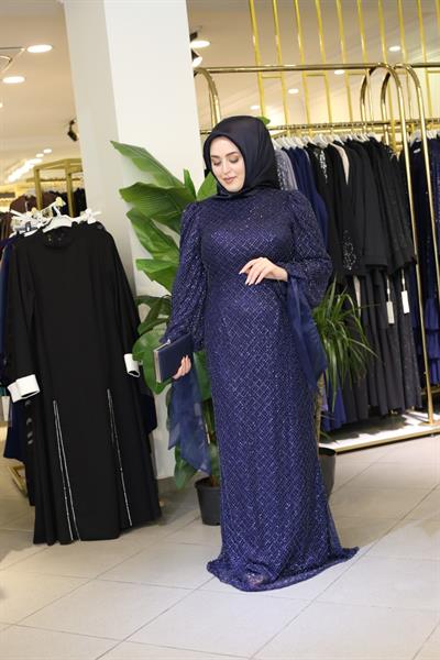 445 CODE BALLOON SLEEVE EVENING DRESS