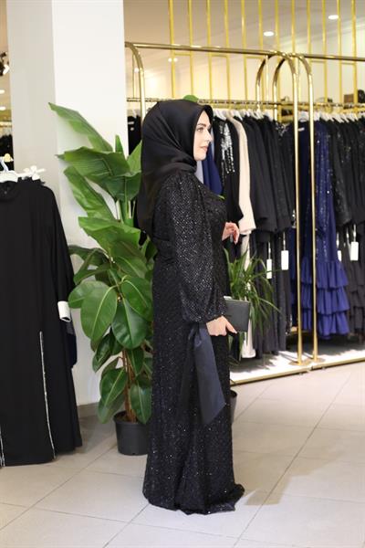 445 CODE BALLOON SLEEVE EVENING DRESS