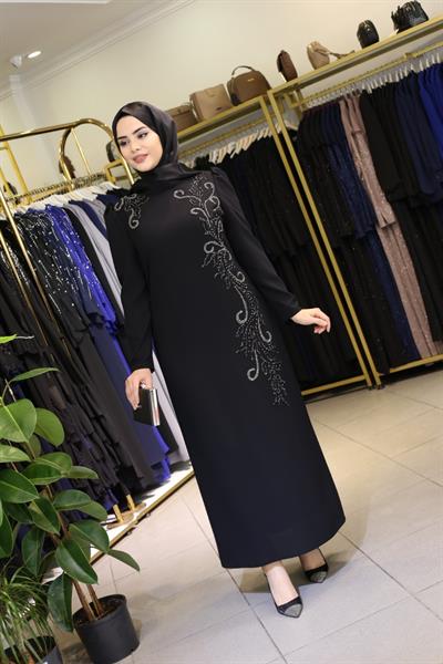 447 فستان سهرة مفصل بالحجر الرمزي 447