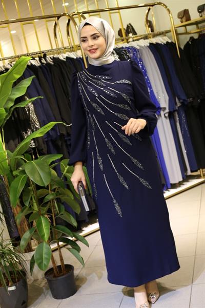 456 CODE LEAF PATTERN EVENING DRESS