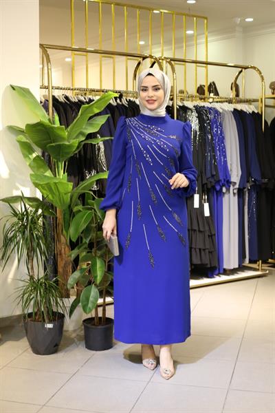 فستان سهرة بنقشة أوراق الشجر 456 كود 456