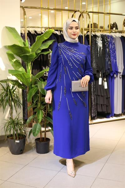 فستان سهرة بنقشة أوراق الشجر 456 كود 456