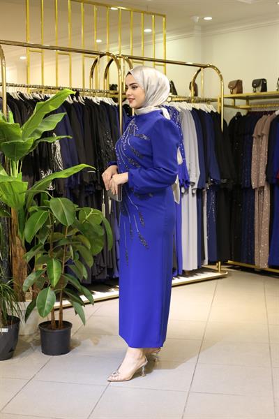 فستان سهرة بنقشة أوراق الشجر 456 كود 456