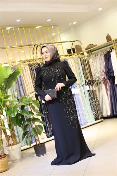 459 CODE STONE DETAILED EVENING DRESS