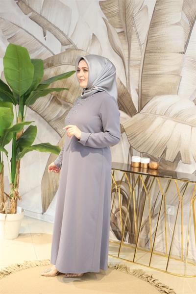 فستان بأكمام كود 4821 بأكمام حجرية 4821