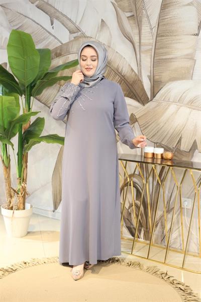 فستان بأكمام كود 4821 بأكمام حجرية 4821