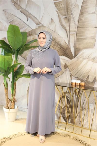 فستان بأكمام كود 4821 بأكمام حجرية 4821