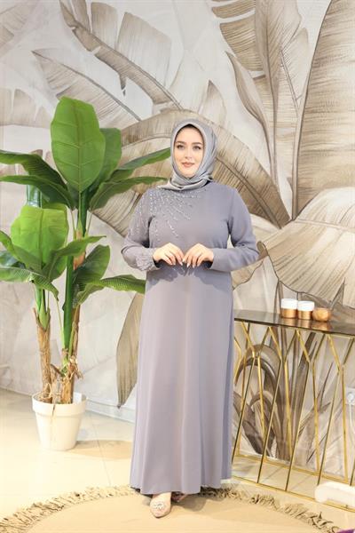 فستان بأكمام كود 4821 بأكمام حجرية 4821