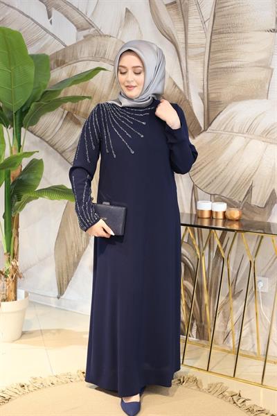 فستان بأكمام كود 4821 بأكمام حجرية 4821