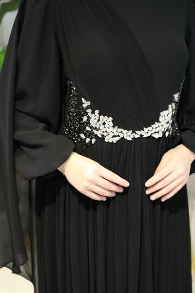 4916 فستان كاب شيفون كود من الشيفون مرصع بأحجار الكريستال