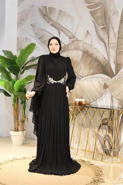 4916 فستان كاب شيفون كود من الشيفون مرصع بأحجار الكريستال