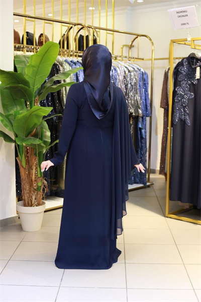 4963 CODE CHIFFON DETAILED DRAPED STONE DRESS