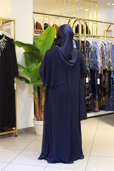 4978 CODE CHIFFON CAPE DRAPED STONE DRESS