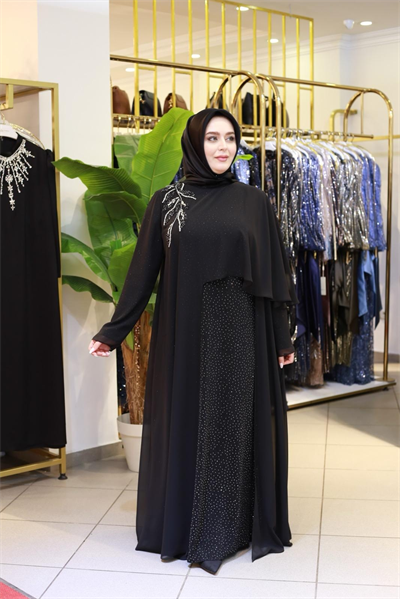 4978 فستان شيفون كاب مع أحجار متناثرة
