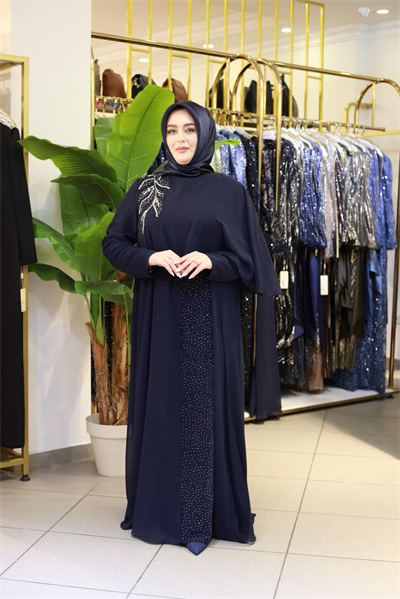 4978 CODE CHIFFON CAPE DRAPED STONE DRESS