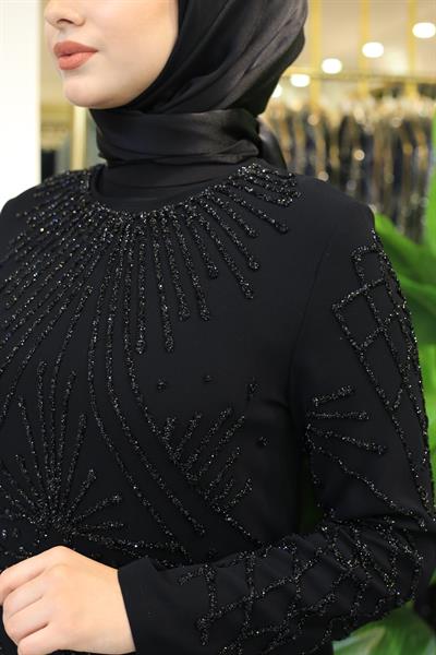 5004 CODE CREPE TAŞLI ELBİSE