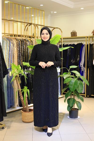 5004 CODE CREPE TAŞLI ELBİSE