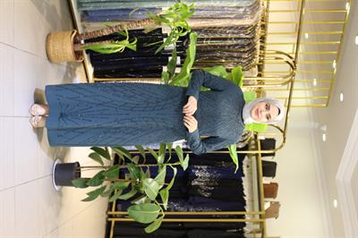 5004 KOD KREP TAŞLI ELBİSE ZÜMRÜT