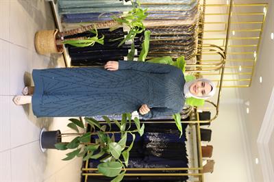 5004 KOD KREP TAŞLI ELBİSE ZÜMRÜT