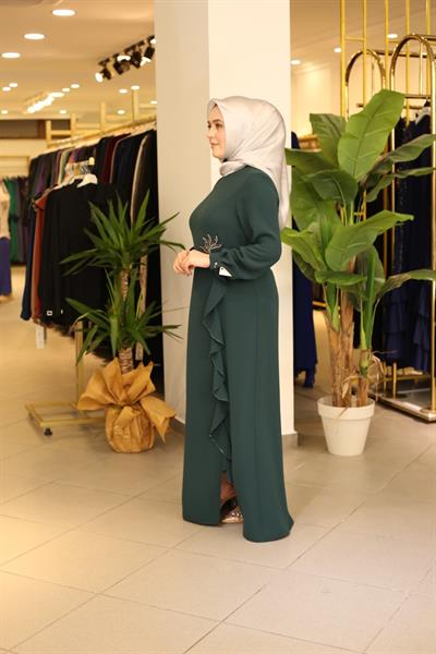 5005 KOD ETEĞİ DALGALI KALEM ELBİSE