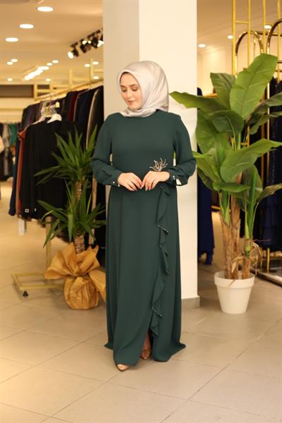 5005 KOD ETEĞİ DALGALI KALEM ELBİSE