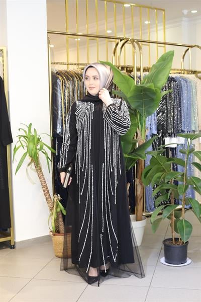 5008 CODE TAŞLI ABAYA TAKA