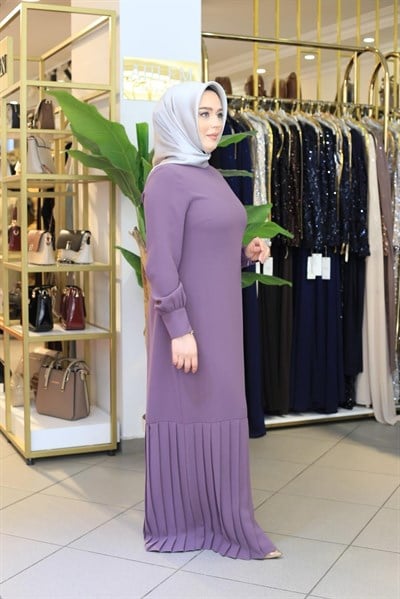 5036 KOD ETEĞİ PİLELİ BAĞLAMALI ELBİSE