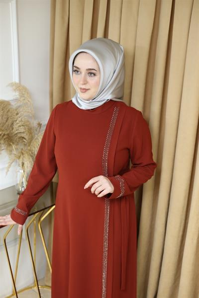 5055 فستان مفصل بأربطة 5055 كود