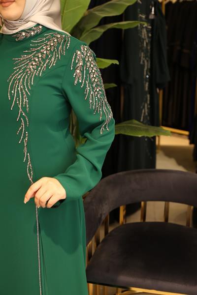 5065 CODE CRYSTAL STONE EMBROIDERED DRESS