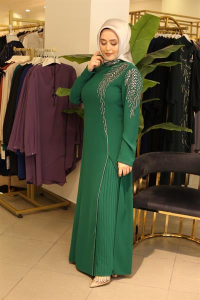 5065 CODE CRYSTAL STONE EMBROIDERED DRESS