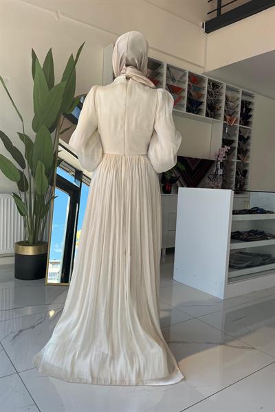 5087 KOD KRİNKIL SATEN DRAPELİ ABİYE ELBİSESİ