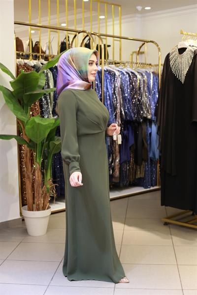 5089 فستان بأزرار تنورة منسدلة بأزرار كود 5089