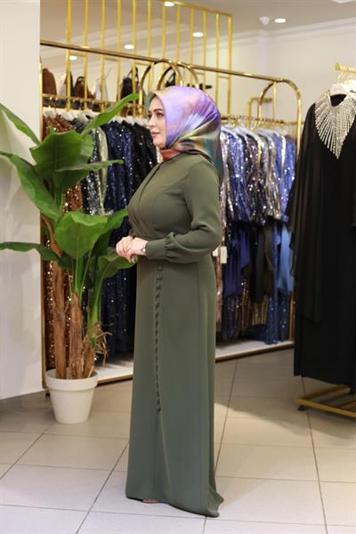 5089 فستان بأزرار تنورة منسدلة بأزرار كود 5089