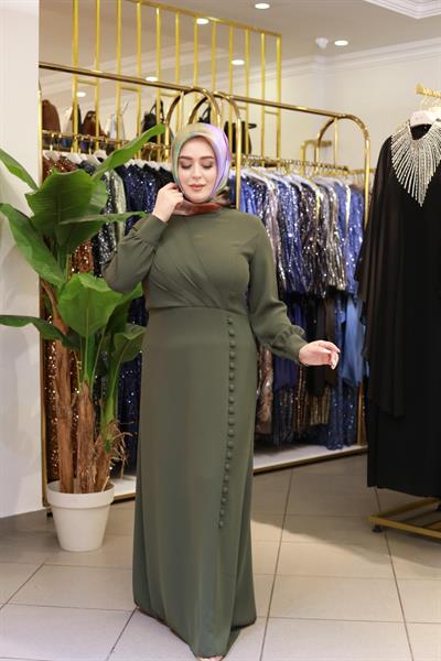 5089 فستان بأزرار تنورة منسدلة بأزرار كود 5089